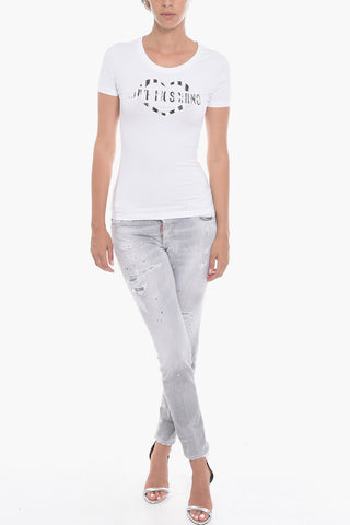 Slim Fit Cotton T-Shirt with Reflective Logo