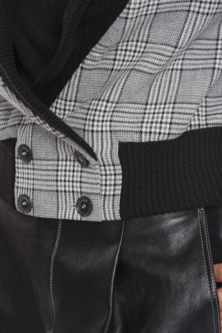 Cropped CORUNA Double-breasted Blazer with Glen-check Motif