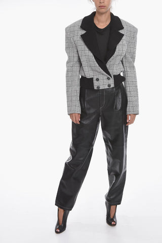 Cropped CORUNA Double-breasted Blazer with Glen-check Motif