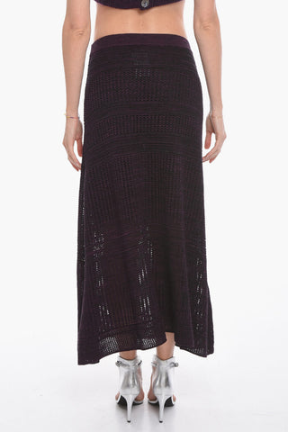 Silk Blend Midi Skirt with Elastic Waistband