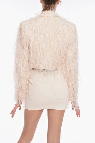 Cropped Double-Breasted Blazer MONICA with Feather Detail