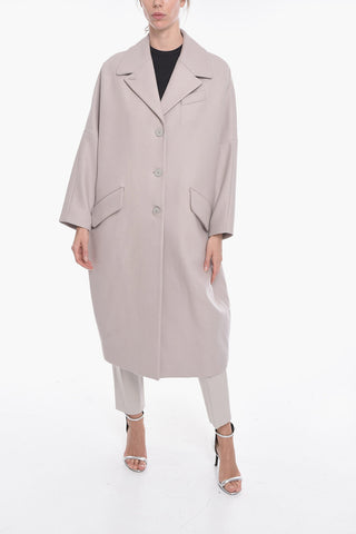 MM6 Bat-wing Sleeve Wool Blend Coat