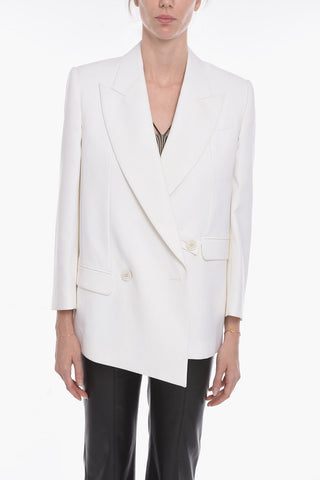 Double Breasted Blazer with Peak Lapel