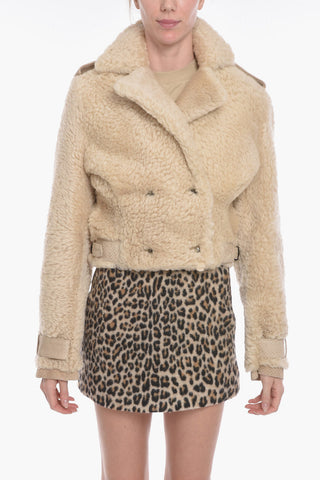 Cropped PETRA Shearling Coat with Perforated Suede Details
