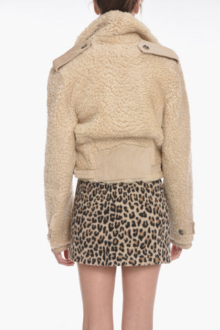 Cropped PETRA Shearling Coat with Perforated Suede Details