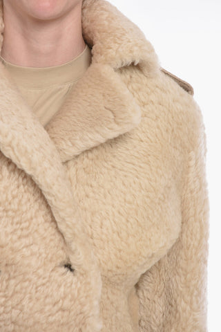 Cropped PETRA Shearling Coat with Perforated Suede Details