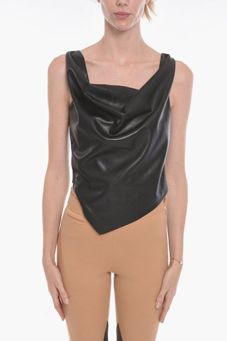 Top Drappeggiato in Pelle Vegan