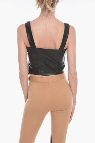 Top Drappeggiato in Pelle Vegan