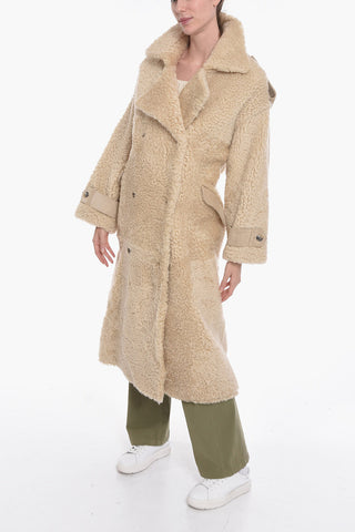 Double-breasted JORDAN Shearling Coat with Perforated Suede Details