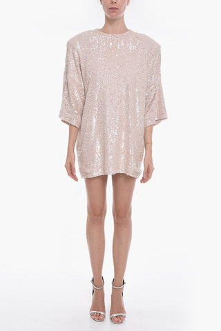 Vestito T-shirt CORIA in Paillettes con Spalline Imbottite