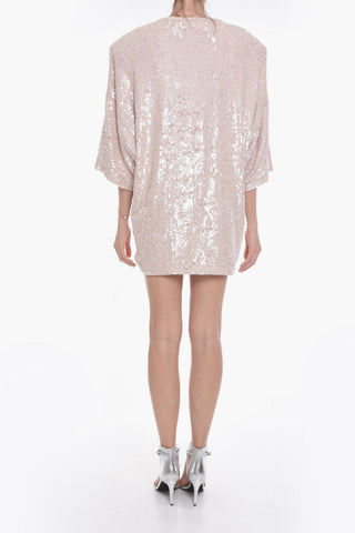 Vestito T-shirt CORIA in Paillettes con Spalline Imbottite