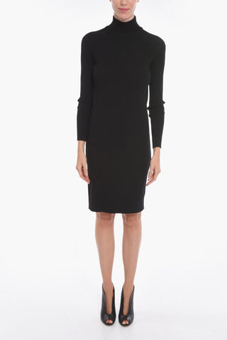 Wool Turtleneck Dress with Neckline on the Back