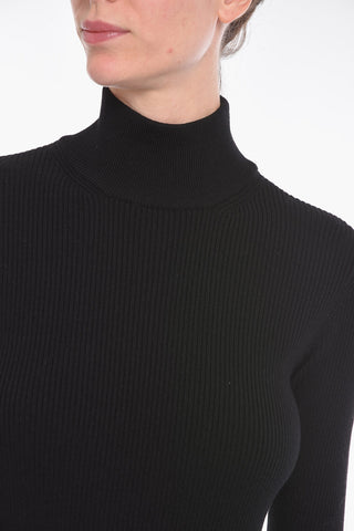 Wool Turtleneck Dress with Neckline on the Back
