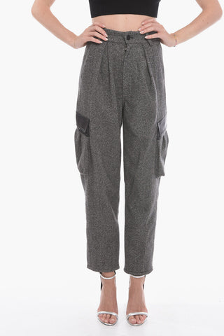 Herringbone Wool Blend Cargo Pants