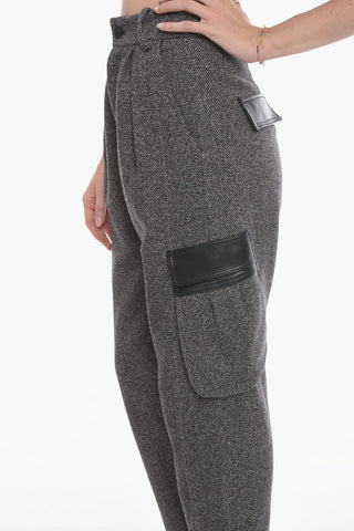 Herringbone Wool Blend Cargo Pants