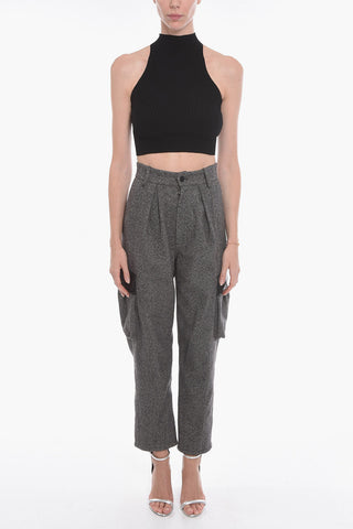 Herringbone Wool Blend Cargo Pants