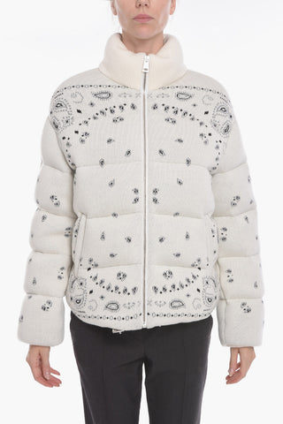 Turtleneck Puffer Jacket with Bandana Pattern