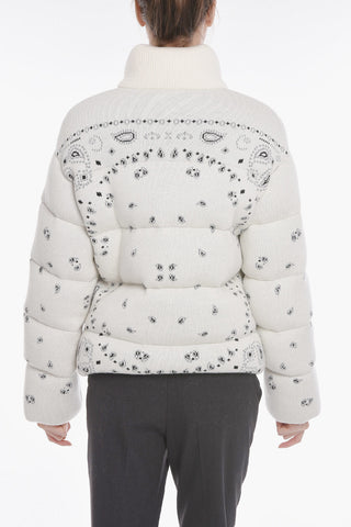 Turtleneck Puffer Jacket with Bandana Pattern