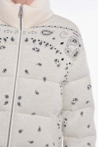 Turtleneck Puffer Jacket with Bandana Pattern