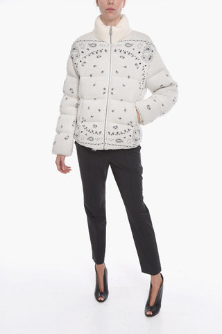 Turtleneck Puffer Jacket with Bandana Pattern