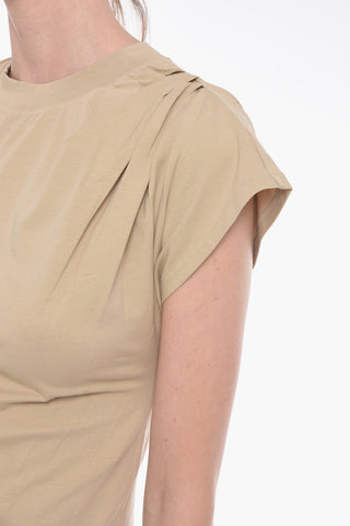 Crew Neck T-Shirt with Draped Sleeve