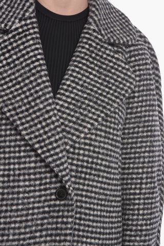 Houndstooth Wool Blend Short Coat