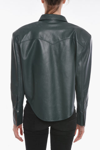 Soft-leather ERSKINE Cropped Shirt with Padded Shoulders
