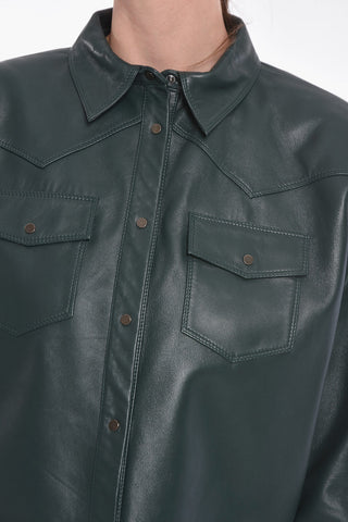 Soft-leather ERSKINE Cropped Shirt with Padded Shoulders