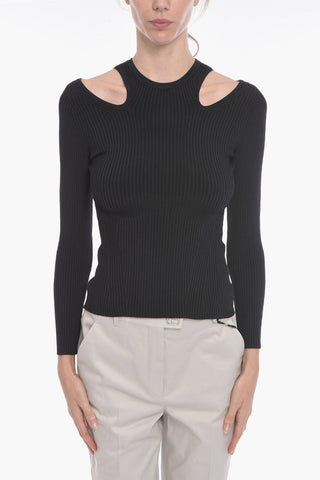 Cut-out Detail Ribbed Top