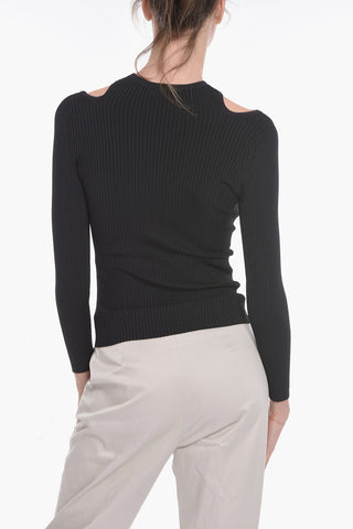 Cut-out Detail Ribbed Top