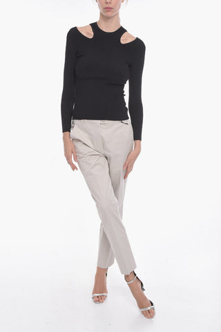 Cut-out Detail Ribbed Top