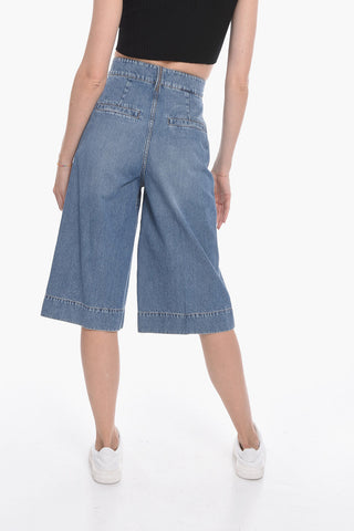 Jeans Crop a Gamba Ampia con Dettaglio Monile