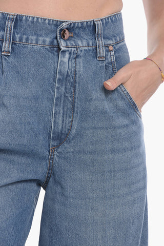 Jeans Crop a Gamba Ampia con Dettaglio Monile
