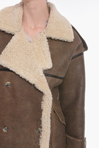 Grained-leather JORDAN Double-breasted Shearling Coat