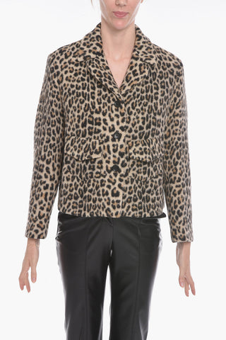 Blazer Sfoderato in Misto Lana con Motivo Animalier