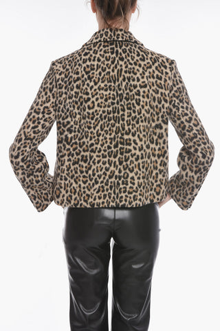 Blazer Sfoderato in Misto Lana con Motivo Animalier
