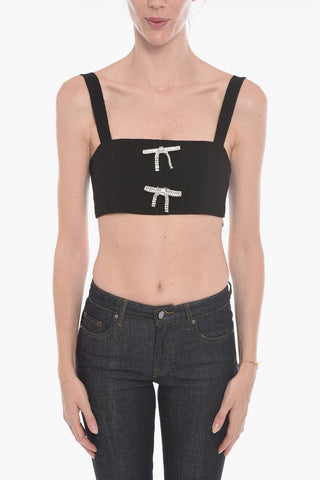 Tech-crepe Cropped Top with Bow Details