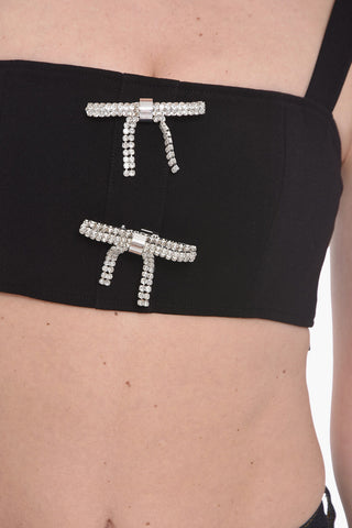 Tech-crepe Cropped Top with Bow Details