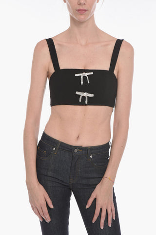 Tech-crepe Cropped Top with Bow Details