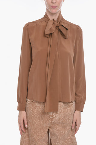 Silk Blend NICHEL Blouse with Self-tie Deatiling
