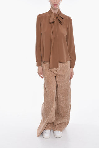 Silk Blend NICHEL Blouse with Self-tie Deatiling