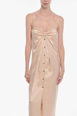 Slip Dress DORIS in Satin con Bottoni