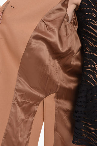 Cappotto in Misto Lana con Chiusura Asimmetrica e Applicazione Logo