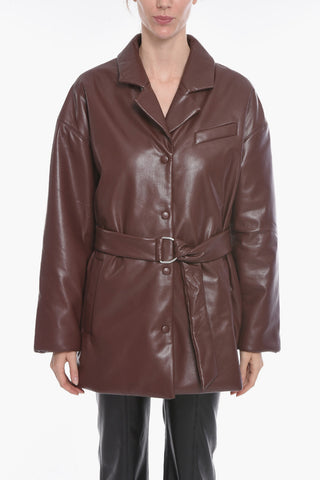 Vegan Leather Coat with Belt