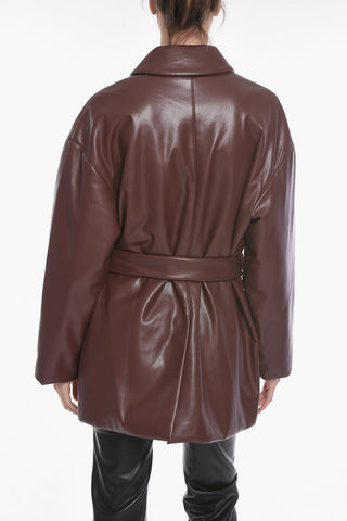 Vegan Leather Coat with Belt