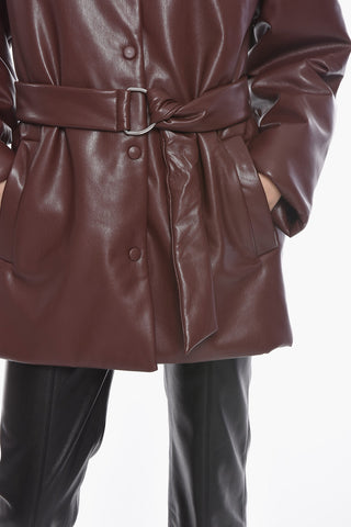Vegan Leather Coat with Belt