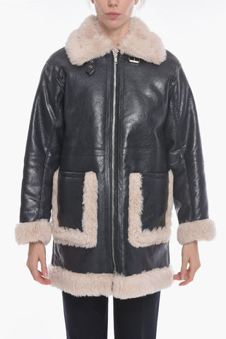 Eco-leather RINNA Jacket with Eco-shearling Edges