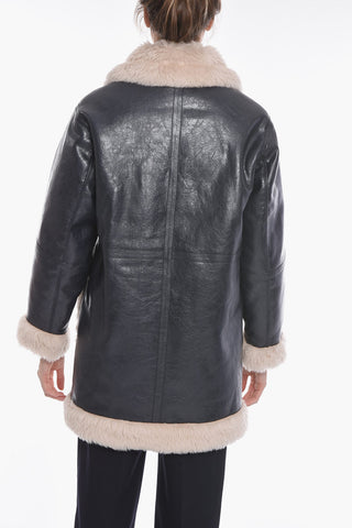 Eco-leather RINNA Jacket with Eco-shearling Edges