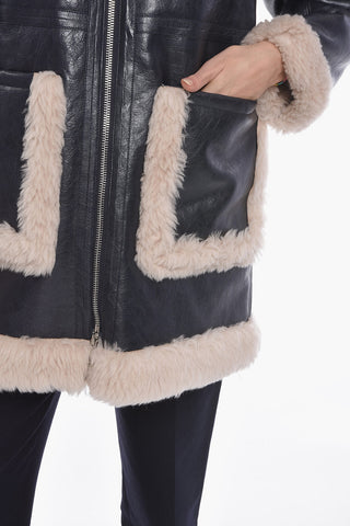 Eco-leather RINNA Jacket with Eco-shearling Edges