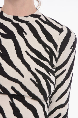 Top a Maniche Lunghe in Tessuto Stretch Zebrato